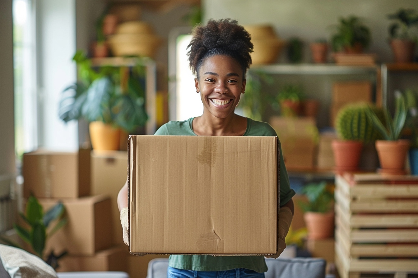 Aide ménagère organisant efficacement des cartons de déménagement à Troyes pour faciliter le processus et bénéficier aux nouveaux résidents d'un soutien adapté.