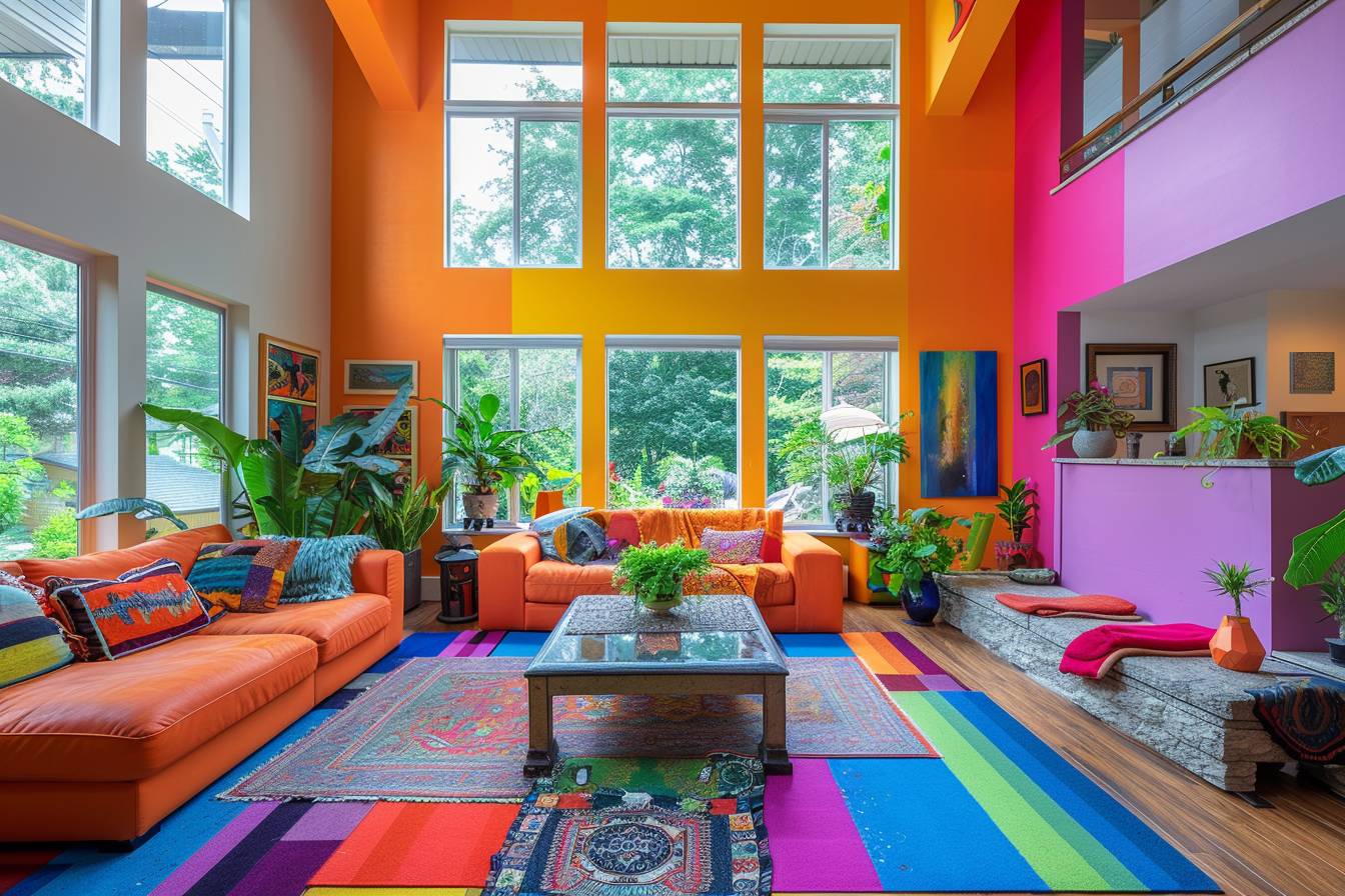 Harmonisation des couleurs de peinture dans une maison ouverte, créant un espace fluide et magique